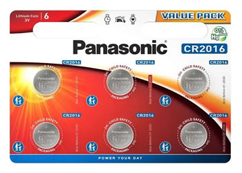 Panasonic CR2016 batteries (6 pack)