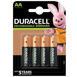 Duracell AA 2500mAh (4 pack) - NiMH rechargeable batteries