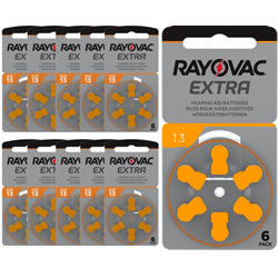 Rayovac size 13 (Orange) Hearing Aid Batteries (x60) - NiMH rechargeable batteries