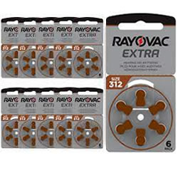 Rayovac size 312 (Brown) Hearing Aid Batteries (x60) - NiMH rechargeable batteries
