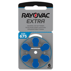 Rayovac size 675 (Blue) Hearing Aid Batteries (x6) - NiMH rechargeable batteries